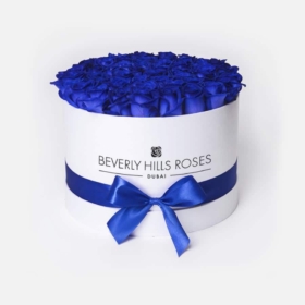 Valentine Rose Gift "Blue Lagoon" in Medium White Box