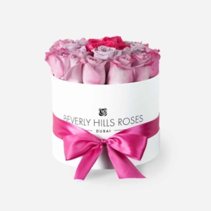 Pink Roses Delivery "Rainbow" in Small White Box