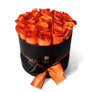 Roses to be delivered - Small Black Box in" Pumpkin"