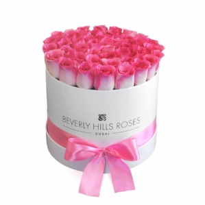 Send Pink Roses "Malibu" in Medium White Box