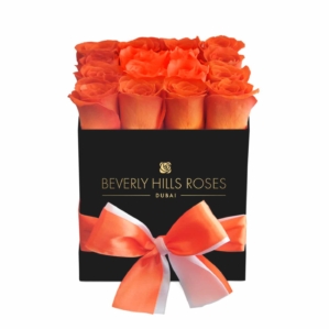 Deliver Roses "Sunset" in Black square Rose Box