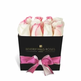 Pink & White roses in a box - Flower delivery Dubai