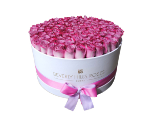 Purple and Pink Flowers in Candy rose Box