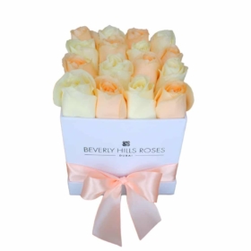 Rose Box Dubai Online Delivery Flowers White & Peach