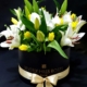 White Lilies & Tulips bouquet in a box