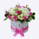 Gorgeous Pink Roses Bouquet & White Hydrangeas in round box