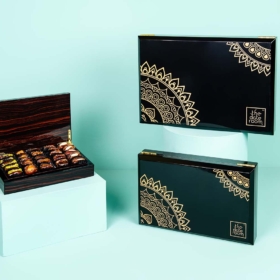 Chocolate Dates Gift Boxes - The Date Room Mixed Stuffed Dates in Arabian Wooden Box