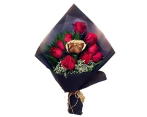 Red roses and Gold rose