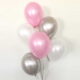 Balloon Bouquet Dubai - 6 Pink, Silver & White Balloons