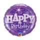 Birthday Purple Sparkle Balloon Round
