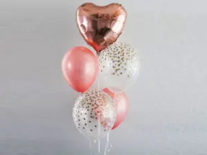 Send Helium Balloons Dubai - Rose Gold Foil Heart Balloon Bouquet