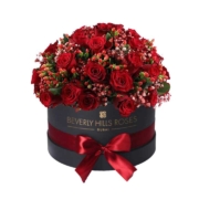 Red flowers in Round Box