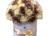 White & Gold roses in dome shape