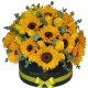 Yellow Roses & Sunflowers in Dazzle - Round Box