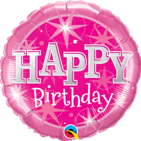 Birthday Pink Sparkle round Balloon