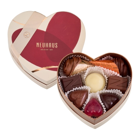 Valentine Chocolates Truffles & Pralines - Small Heart Box Open