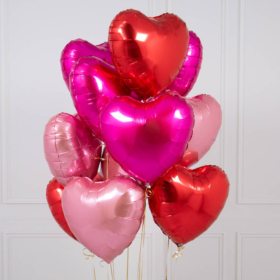 12 Heart Shaped Foil Balloon bouquet