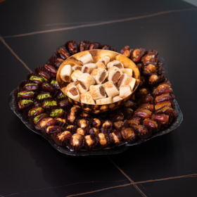 Dates & Maamoul in Metal Leaves Tray