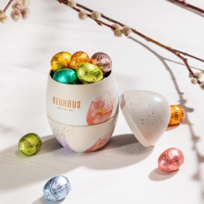 Neuhaus Metal Easter Egg Chocolates Open