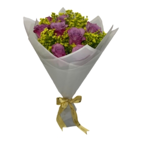 Purple Roses in yellow mix