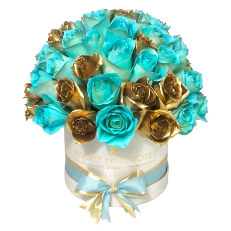 Blue & gold roses Tiffany globe1