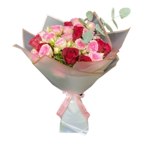 Red Roses and Pink Baby Roses Bouquet in Sweet Sensation