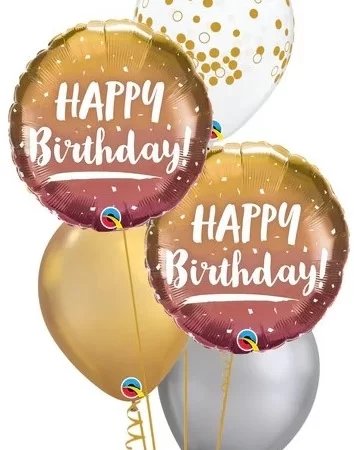 Birthday Balloon Bouquet Dubai - Glamorous Ombre Gold