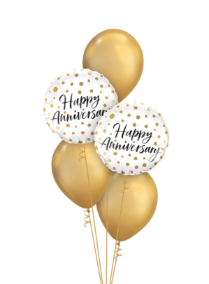 Anniversary Balloon Bouquet - Golden Helium Balloons Mix