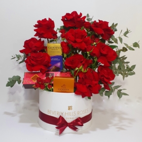Red Roses & Godiva Chocolate Biscuits Gift Hamper