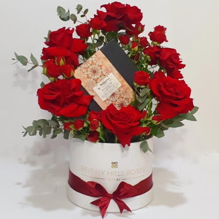 Red Roses With Mirzam Caramels Gift Hamper