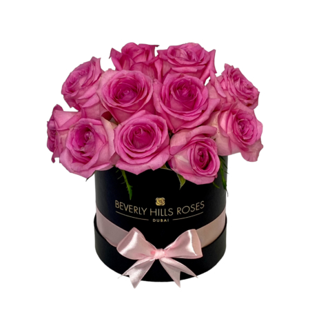 Pink Roses Mini Globe In Black Box