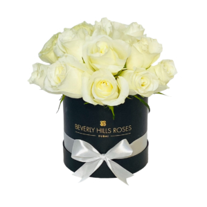 White Roses Mini Globe In Black Box