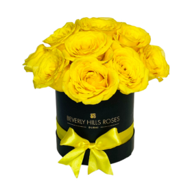 Yellow roses globe in Mini black box