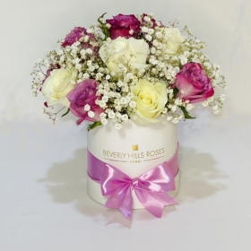 Pretty Pastel Roses In White Mini Box