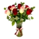 Red and cute pink roses in vase