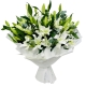 Elegant Serene White Lily Hand Bouquet from Beverly Hills Roses, perfect for UAE delivery, expressing purity and sympathy